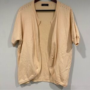 Curlbiuty Open Cardigan Women's XL Cream Short Sleeve Knit